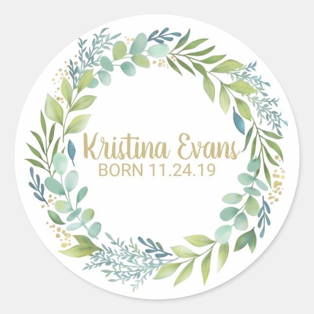 Adesivo Botânica Eucalyptus Greenery Wreath Sticker (Frente)