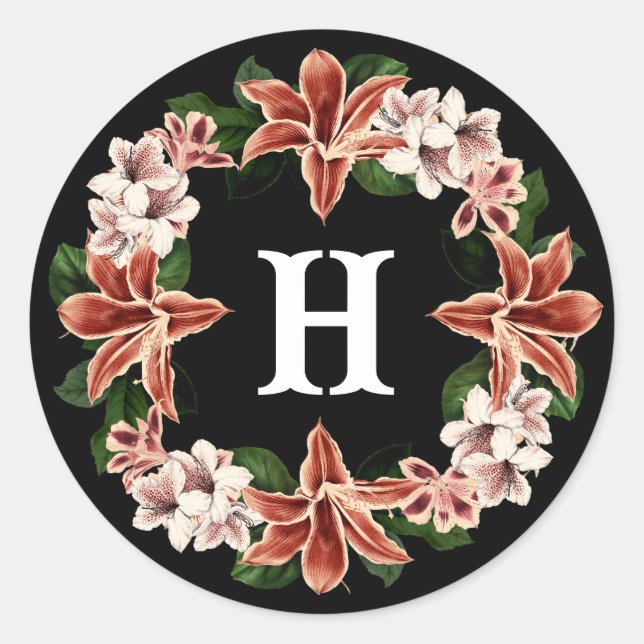 Adesivo Botânica Preta do Monograma Escuro e Moody (Frente)