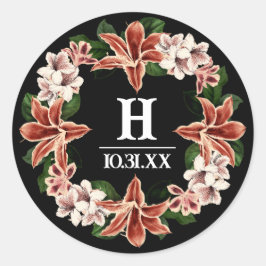 Adesivo Botânica Preta do Monograma Escuro e Moody