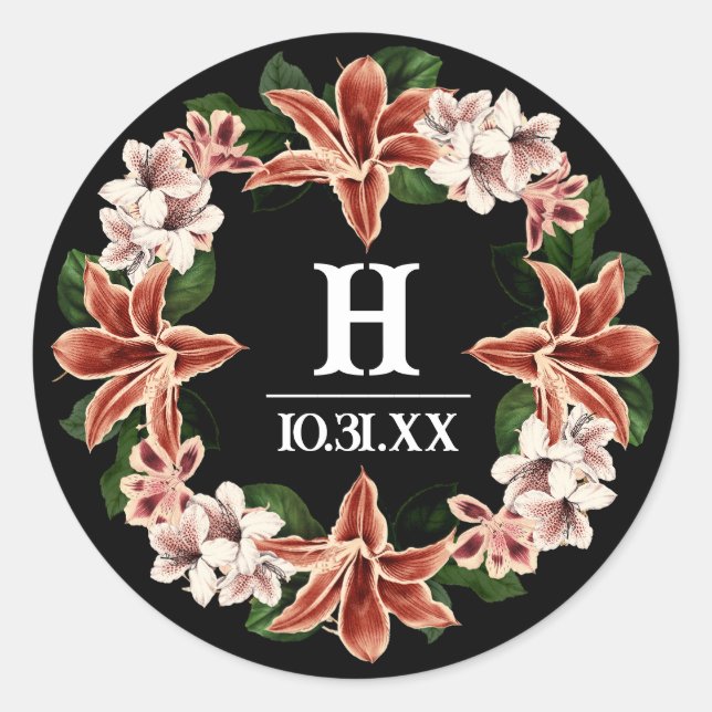 Adesivo Botânica Preta do Monograma Escuro e Moody (Frente)