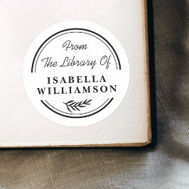 Adesivo Botânica Redonda da Biblioteca de Bookplate