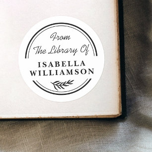 Adesivo Botânica Redonda da Biblioteca de Bookplate