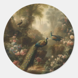 Adesivo Botânica: três pavões no jardim inglês