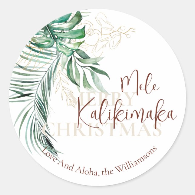Adesivo Botânica Tropical Mele Kalikimaka | Personalizado (Frente)
