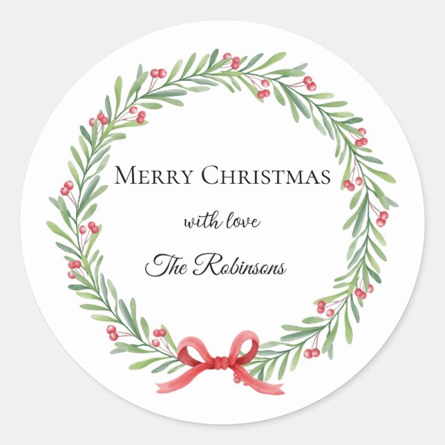 Adesivo Botanical Christmas Wreath Modern Script (Frente)