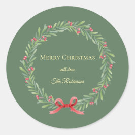 Adesivo Botanical Christmas Wreath Modern Script