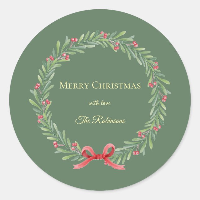 Adesivo Botanical Christmas Wreath Modern Script  (Frente)