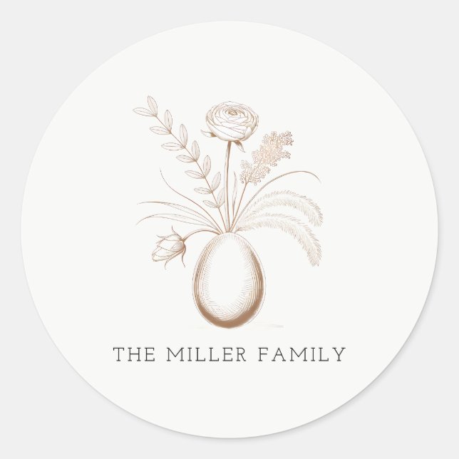 Adesivo Botanical Easter Personalized Round Sticker (Frente)