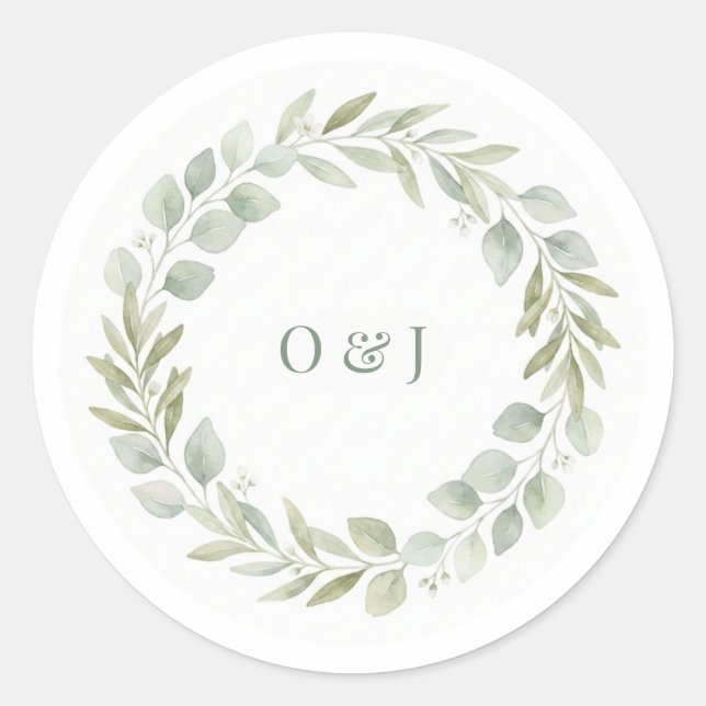 Adesivo Botanical Greenery Wedding Envelope Seals (Frente)