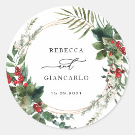 Adesivo Botanical Holiday Greenery Red Berries Wedding