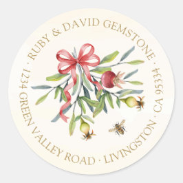 Adesivo Botanical Watercolor Pomegranate Return Address