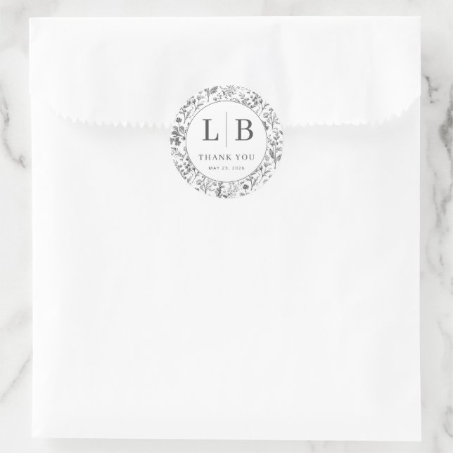 Adesivo Botânico Cinza Elegante (Bolsa)