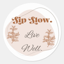 Adesivo Botânico de Café Sip Slow Live Well