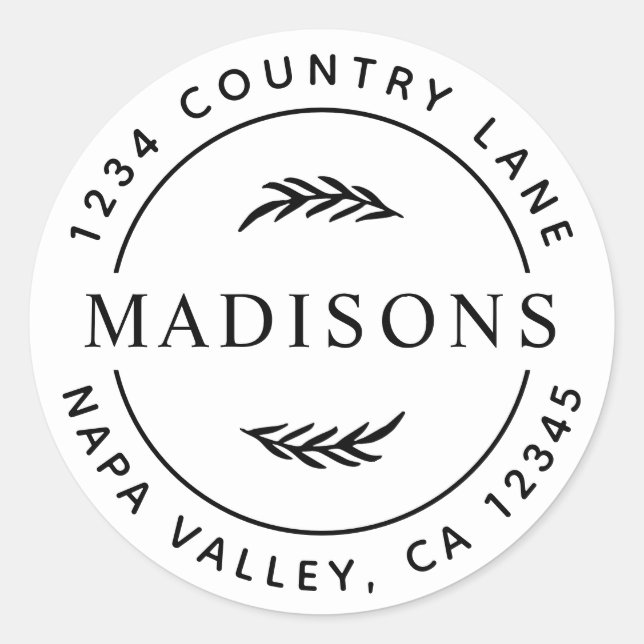 Adesivo Botânico deixa endereço de devolução redonda moder (Frente)