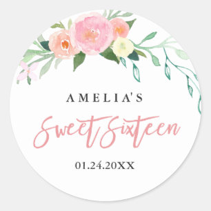 Adesivo Botânico Floral Aquarela Sweet Sixteen
