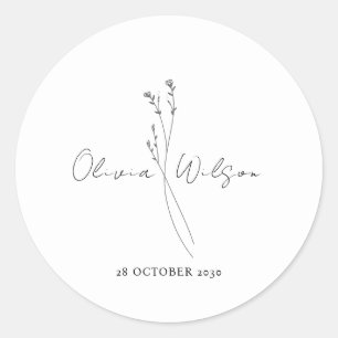 Adesivo Botânico Minimalista Elegante Branco