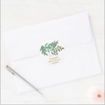 Adesivo Botânico Moderno Feliz Natal<br><div class="desc">***este design faz parte de uma coleção de feriados de natal*** Entre num mundo de sofisticação de eternos com a minha coleção de feriados de Natal "Encantando a Elegância Clássica". Mergulhe nas ricas e escuras verdes esmeraldas e complementando sutis tons verdes e amarelos que lembram folhas, sagradas, e pínus, perfeitamente...</div>