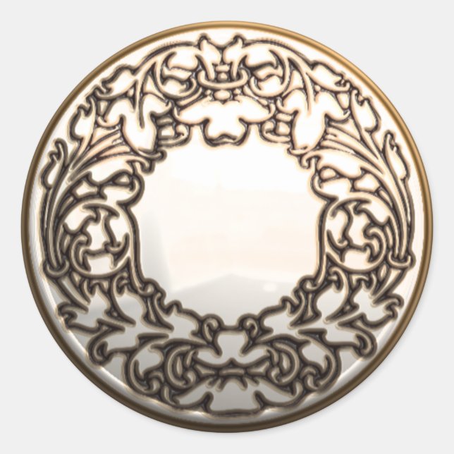 Adesivo Botão branco de costura em vidro dourado vinheta (Frente)