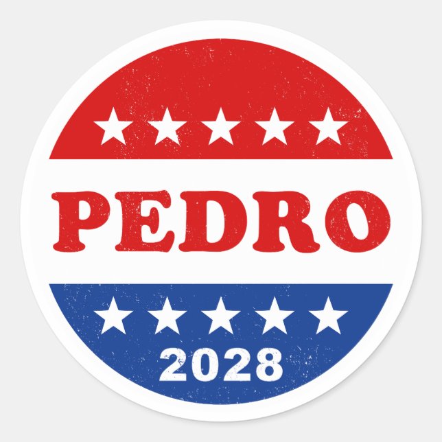 Adesivo Botão da Campanha Azul Branco Retroativo Pedro 202 (Frente)