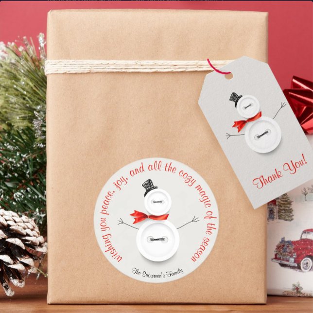 Adesivo Botão de Boneco de Neve Personalizado (Criador carregado)