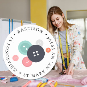 Adesivo botão de endereço de devolução costura empresa