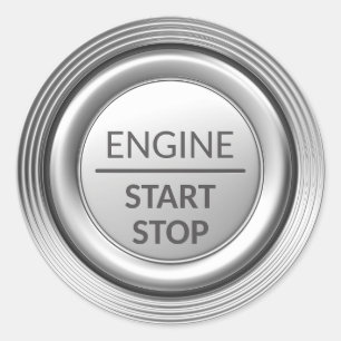 Adesivo Botão de partida e parada do motor prateado