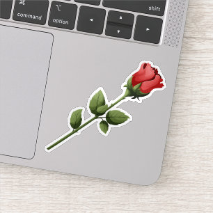 Adesivo Botão de Rosa Vermelha de Haste Longa Romântica co