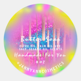 Adesivo Botão de sabão Cosméticos Hológrafo Rosa Coletivo 