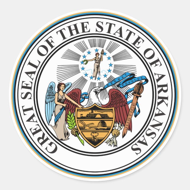Adesivo Botão Emblem de Selo Estadual do Arkansas (Frente)