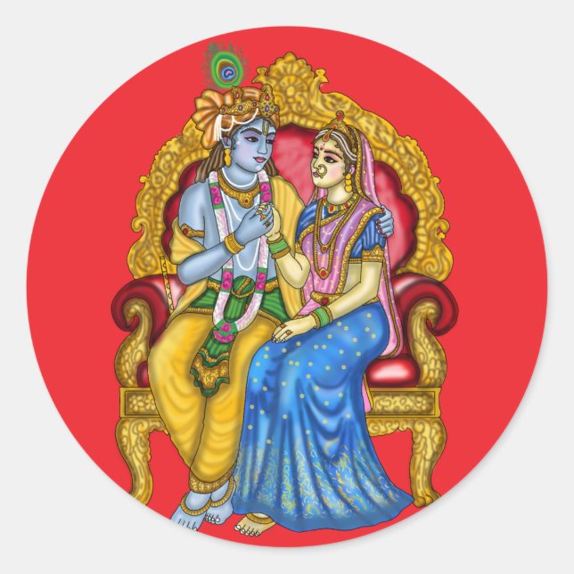 Adesivo Botão Radha Krishna (Frente)