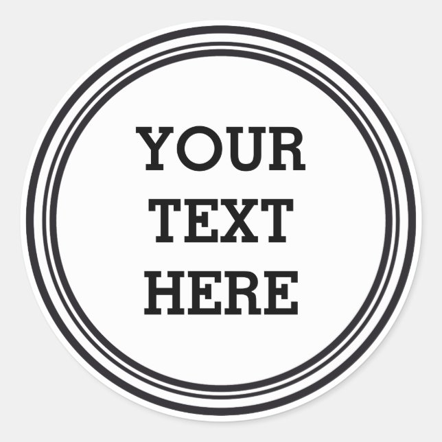 Adesivo BOTÃO ROUND branco & preto + seu texto (Frente)