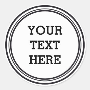 Adesivo BOTÃO ROUND branco & preto + seu texto