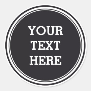 Adesivo BOTÃO ROUND preto & branco + seu texto