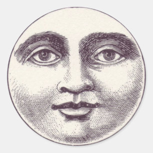 Adesivo Botão Vintage Moon Face