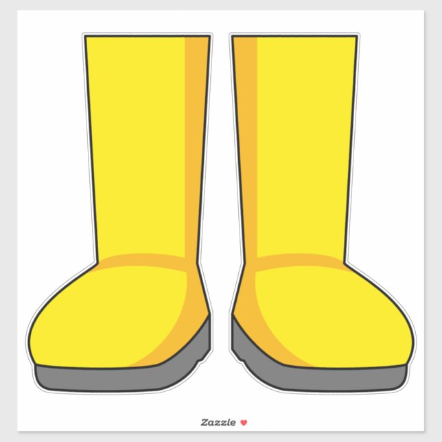 Adesivo Botas de Borracha Amarelas para Chuva (Folha)
