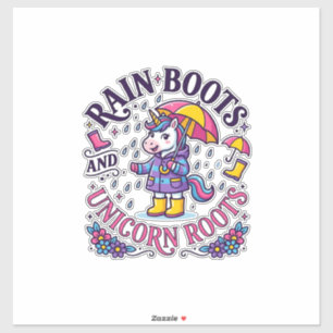 Adesivo Botas de Chuva de Unicórnio e Camisa Comercial Uni