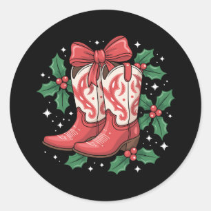 Adesivo Botas de Cowboy de Natal Arco de Azevinho País Oci