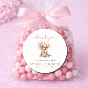 Adesivo Botas de Cowboy Florais Rosa Coquette Laço Obrigad