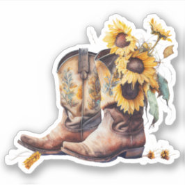 Adesivo Botas de Cowgirl Sunflower