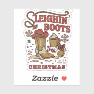 Adesivo Botas de Sleighin Neste Natal Engraçado Caubói do