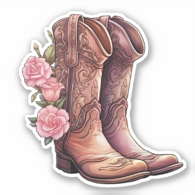Adesivo Botas de vaqueira com varetas rosa (Frente)