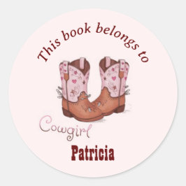 Adesivo Botas de Vaqueira Fofas Este Livro Pertence à Rosa