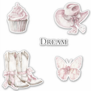 Adesivo Botas de vaqueiro branco-rosa