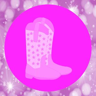 Adesivo Botas de vaqueiro com estrelas cor-de-rosa