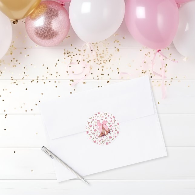 Adesivo Botas e Arco de coqueteira rosa-branca (Criador carregado)