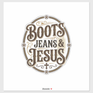 Adesivo Botas Jeans & Jesus Fé Western Vintage