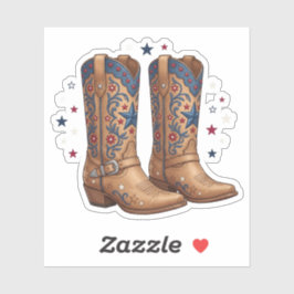 Adesivo Botas Patrióticas de Cowgirl Estrelas 4 de Julho W