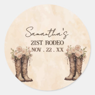 Adesivo Botas & Rubor Rustic Western Cowgirl 21º Aniversár