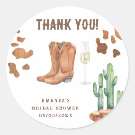 Adesivo Botas Western & Bubbly Obrigada Chuveiro de Noiva