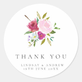 Adesivo Bote Floral Watercolor Casamento Obrigado
